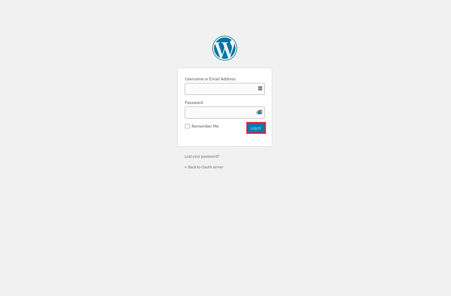 WordPress credential