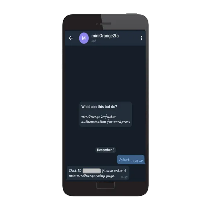 you will receive ChatId over the telegram