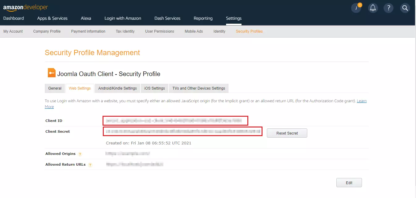 Amazon Single Sign-On (SSO) OAuth OpenID Connect (OIDC), Client ID and Secret