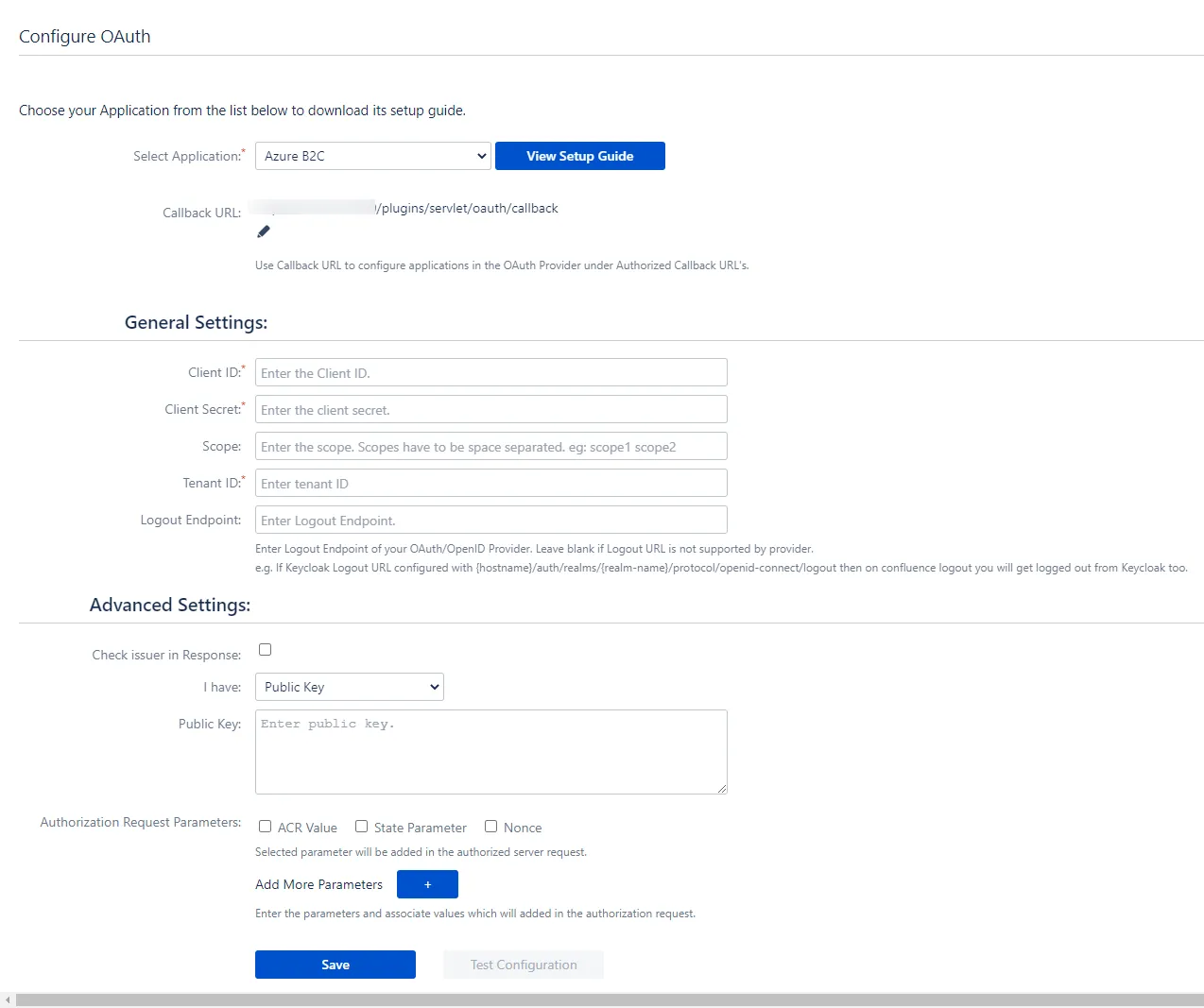 Confluence OAuth / OPenID Single Sign On (SSO) using Azure B2C, Configuration