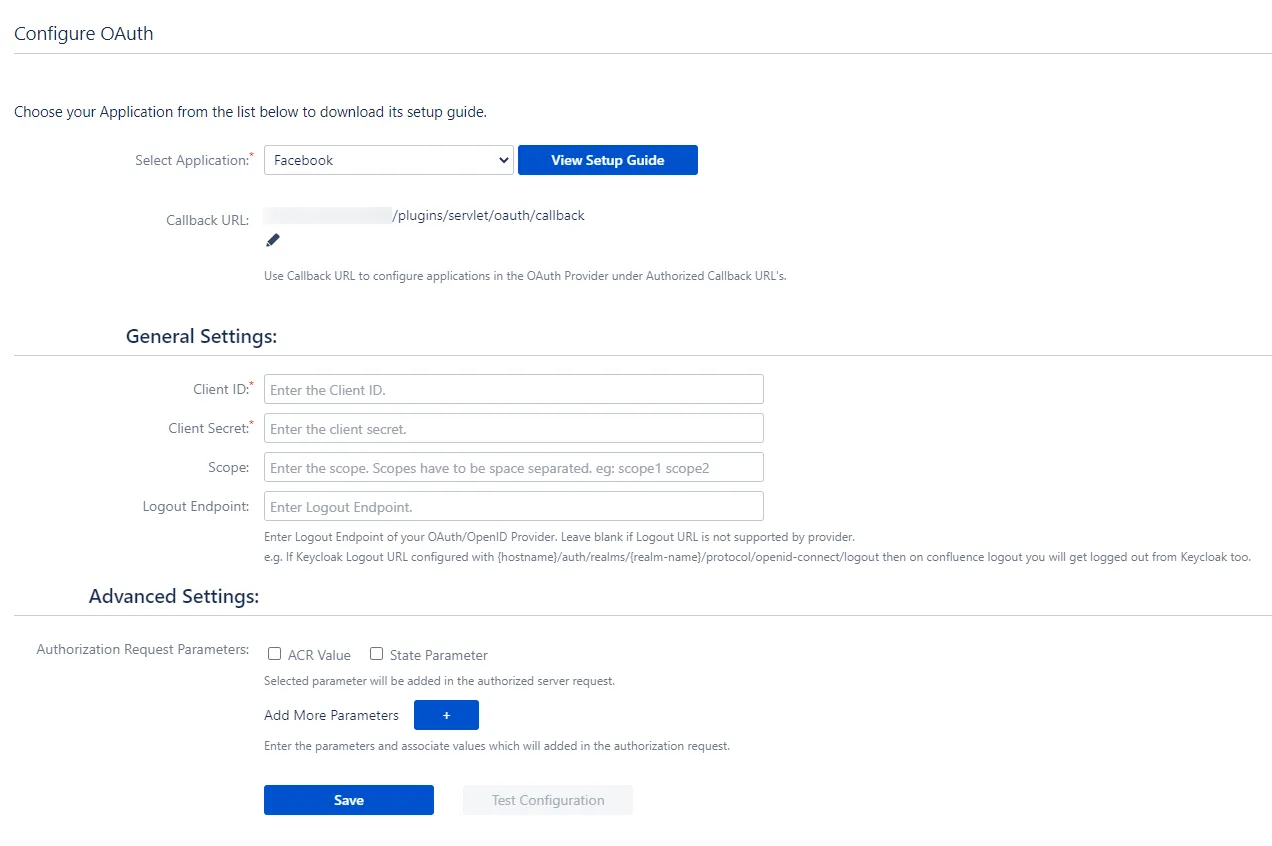 Confluence OAuth / OPenID Single Sign On (SSO) using Facebook, Configuration
