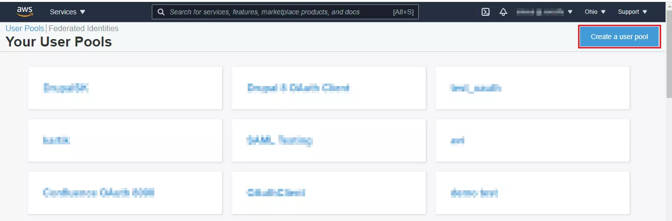 AWS Cognito as SP and Magento as IDP, Manage User Pools