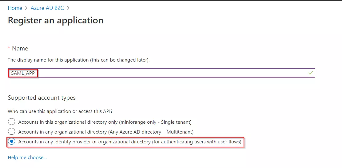 SAML Single Sign-On (SSO) using Azure AD B2C as Identity Provider (IdP),for SAML 2.0 Azure AD B2C, Supported account types
