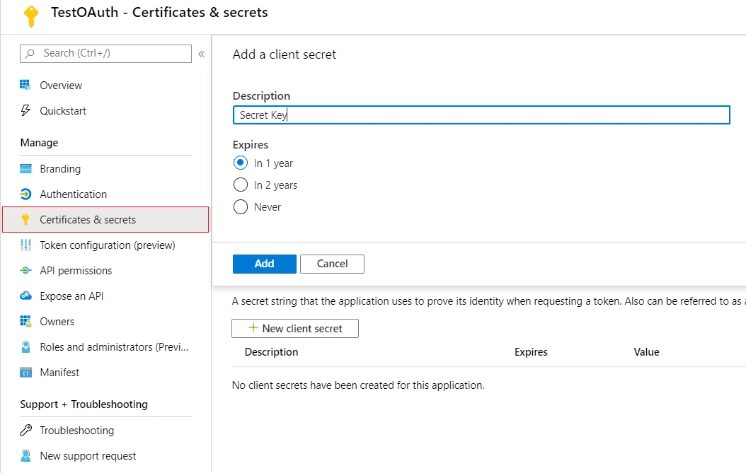 Drupal OAuth OpenID OIDC Single Sign On (SSO) Azure AD SSO Certificates And Secrets