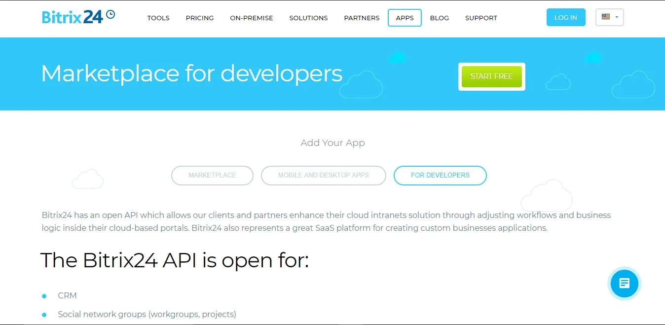 Bitrix24 SSO Login Add Your App Select For Developer Start Free