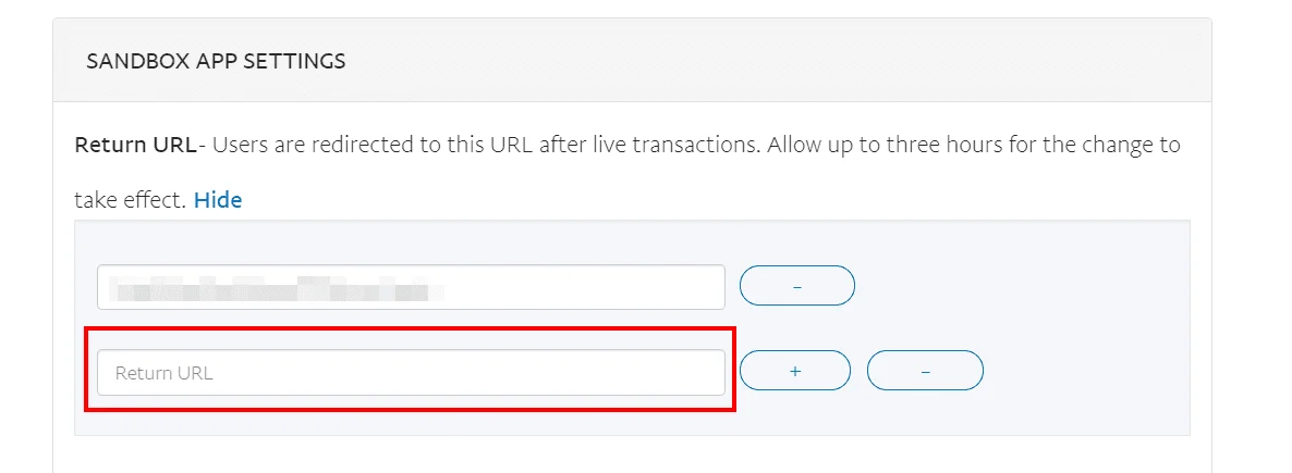 Drupal Paypal SSO Sendbox App Settings Plus Button Enter Return URL