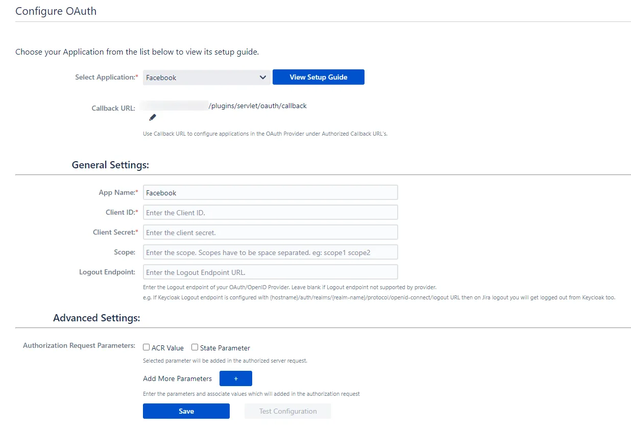 OAuth / OpenID Single Sign On (SSO) into Jira Service Provider using Facebook, Configure Facebook App