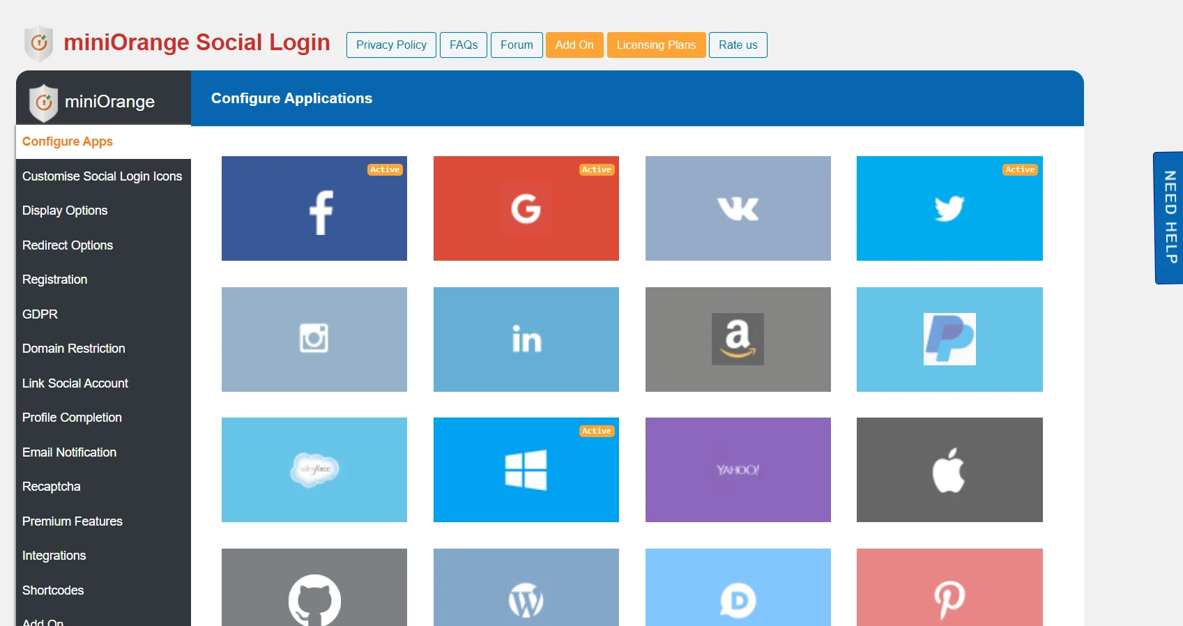 activate social login apps for wordpress site