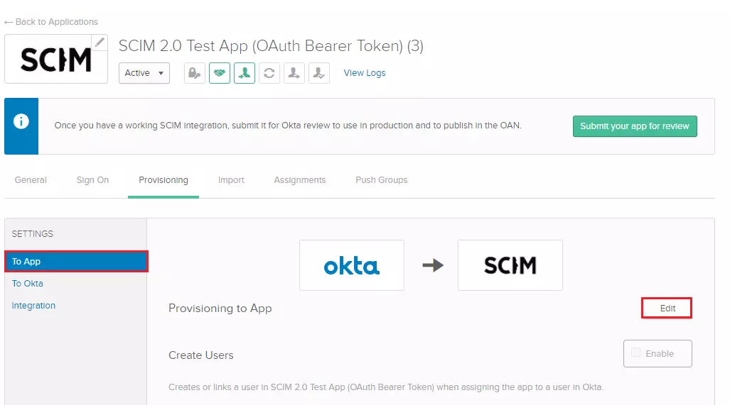 User provisioning with Okta of SCIM Standard Create users or deactivate users