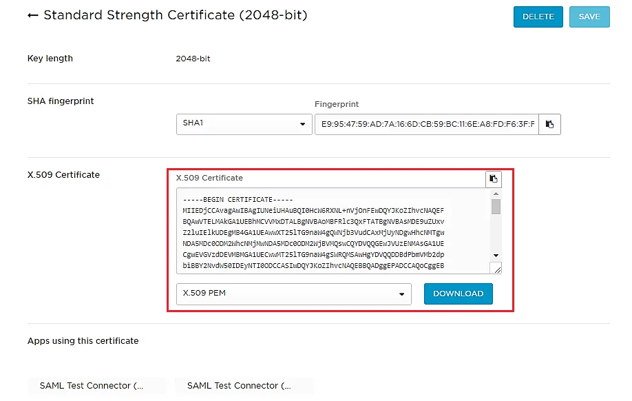 drupal saml sp-certificate