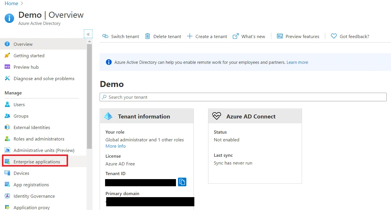 User provisioning with Azure AD of SCIM Standard - Login to Azure AD portal