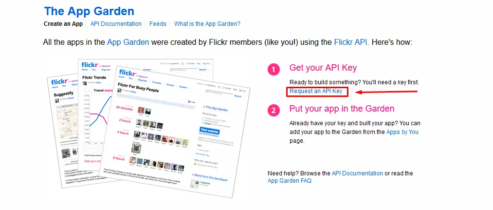 flickr create app