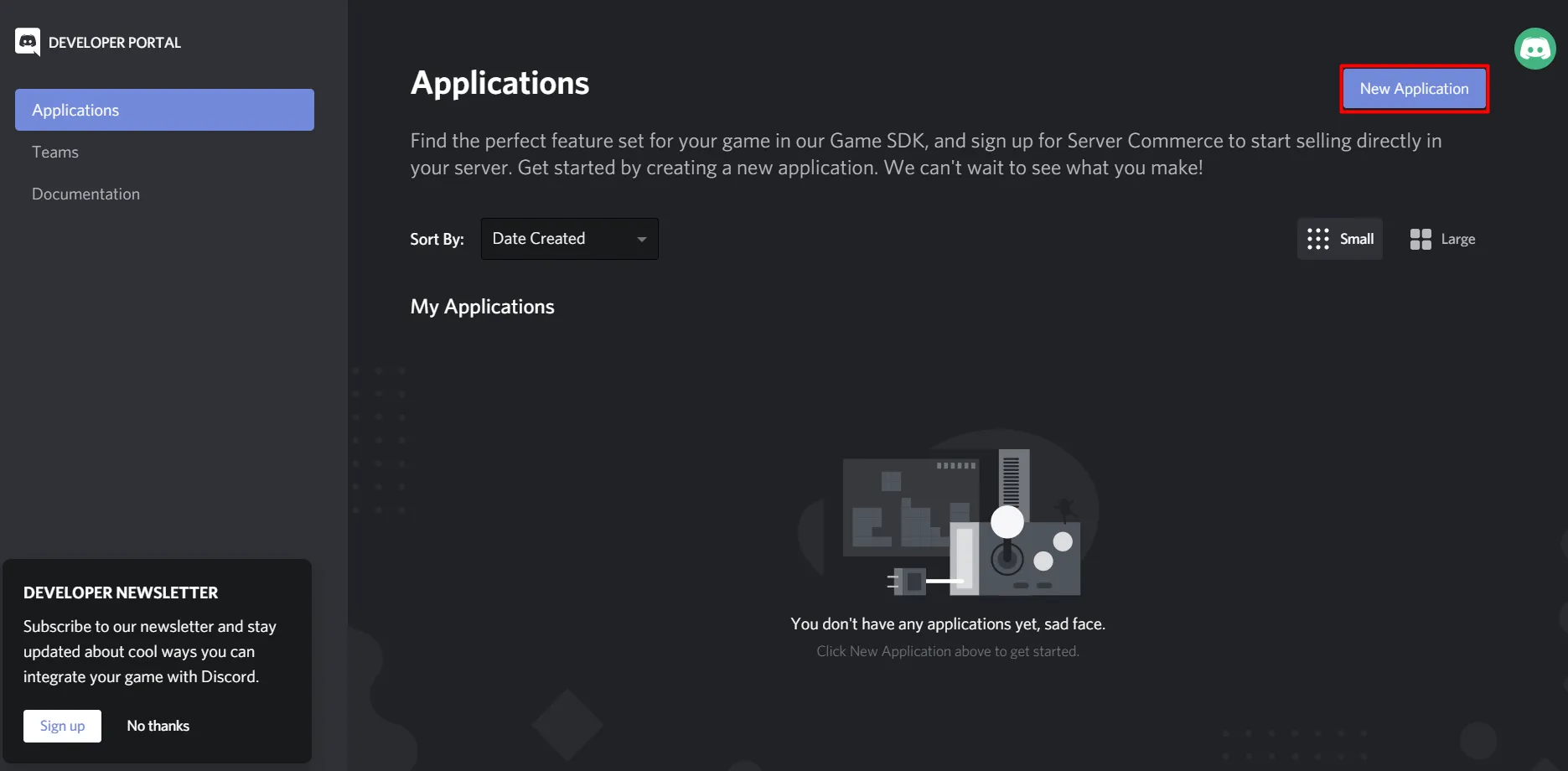 Shopify Discord account new application
