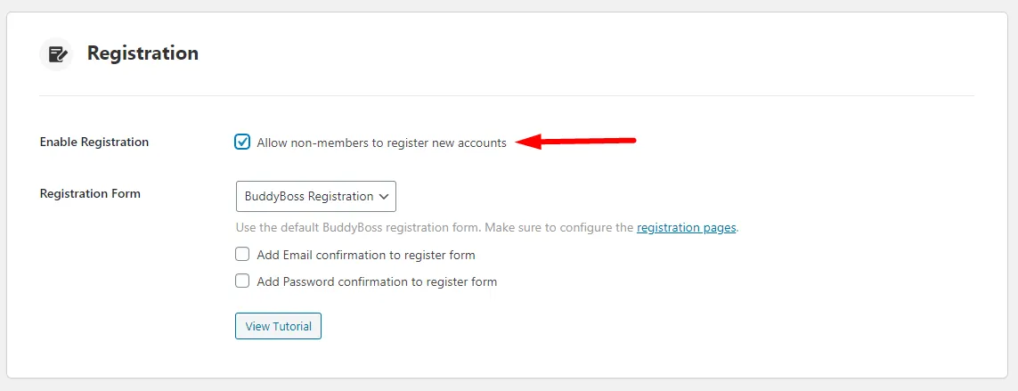 social login Enable Registration Allow non-members to register