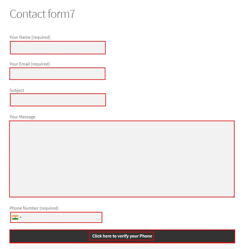 OTP Verification Contact Form 7 Click to Verify