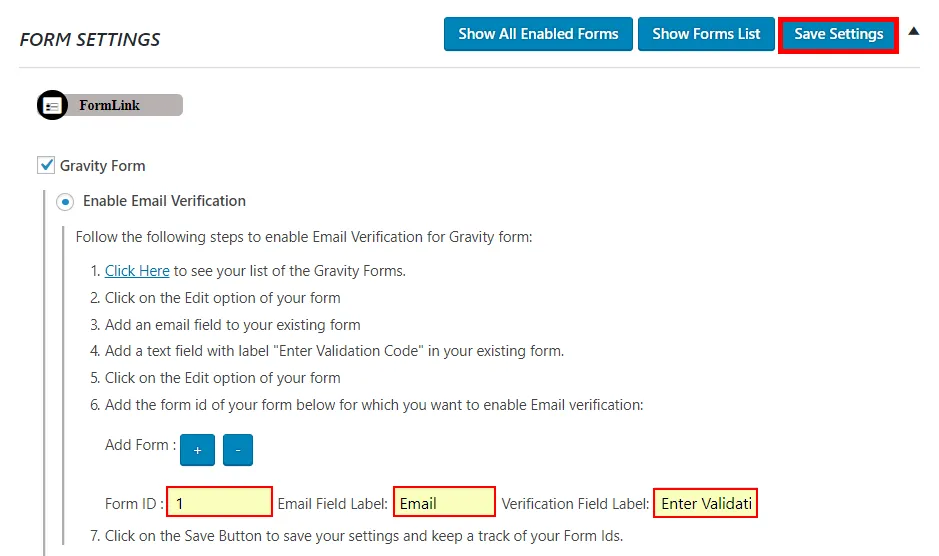 OTP Verification Gravity Form values FormID Phone field Verification Field label