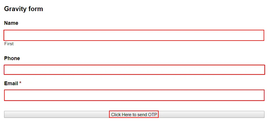 OTP Verification Gravity Form verification button