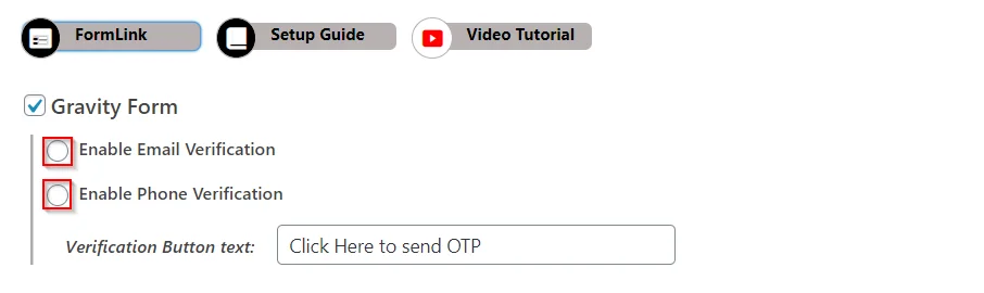 OTP Verification Gravity Form email phone