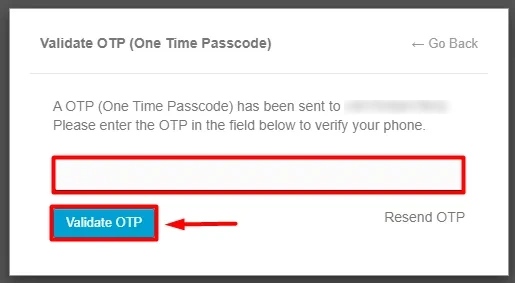 OTP Verification WordPress Registration Validate Button
