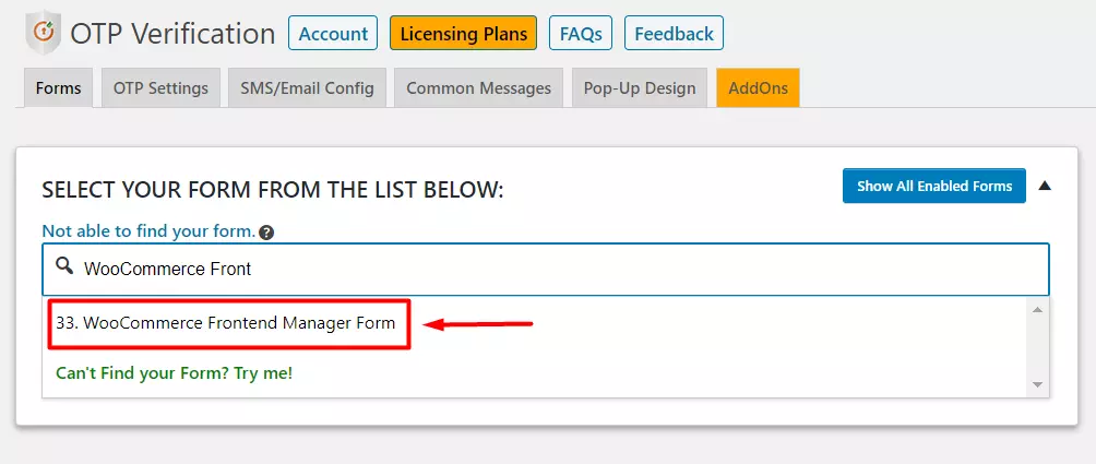 OTP Verification enabling 2FA on the WooCommerce Frontend Manager / WCFM Marketplace vendor registration form