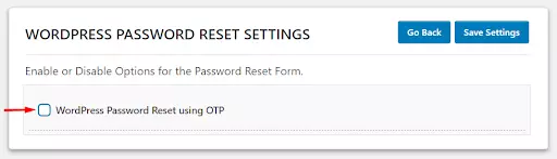 OTP Verification WP password reset