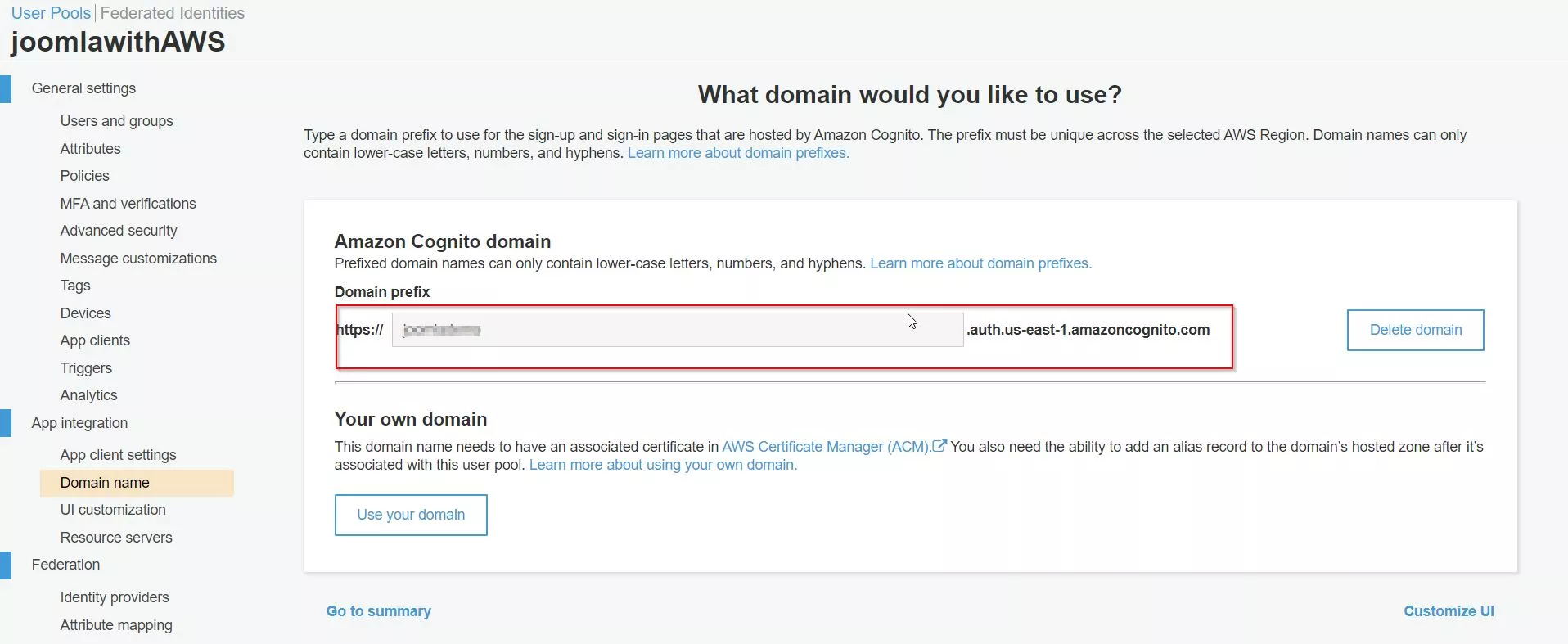 SAML SSO with AWS Cognito as SP and Joomla as IDP, Manage User Pools