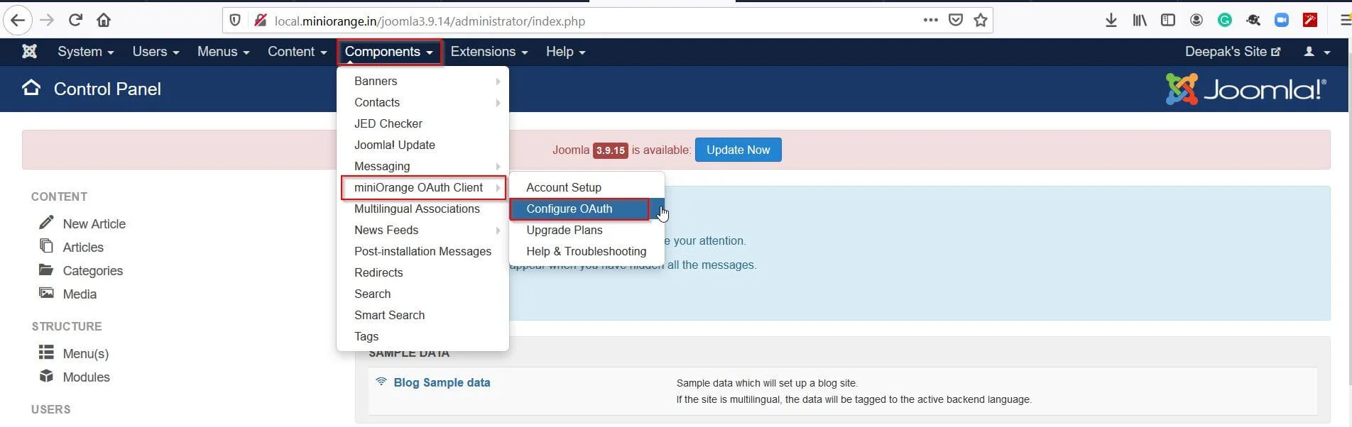  Joomla Oauth / OpenID Connect Single Sign-on SSO for Joomla - App Client Configuration