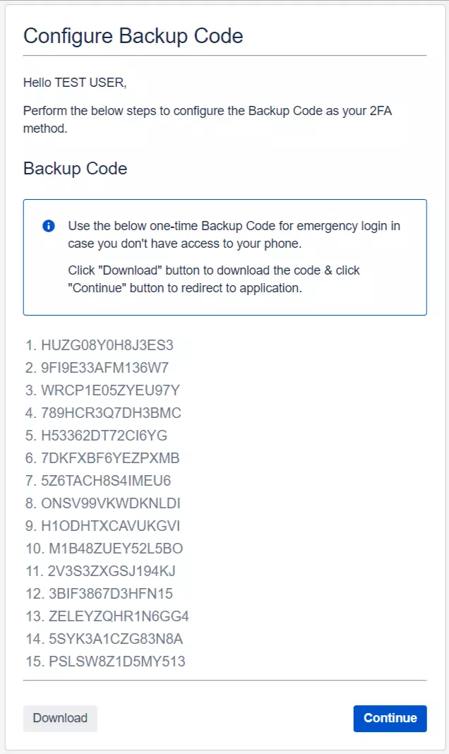 Setup Two Factor Authentication (2FA / MFA) for Crowd using OTP, Mobile Authenticator, KBA, TOTP methods, Backup Method, MFA and OTP over Email/SMS. Provides Additional Security Layer. Crowd 2FA Backup Code