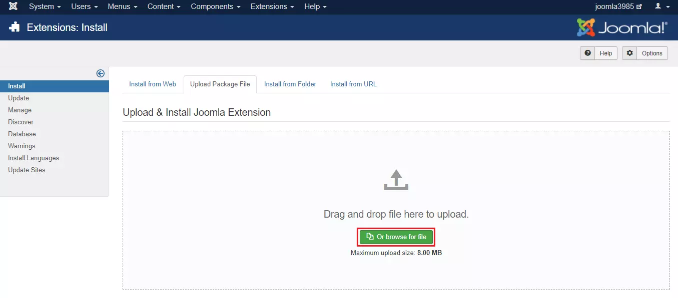 Joomla 2FA upload Plugin file