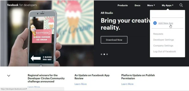 Joomla Facebook OAuth SSO, Add New App