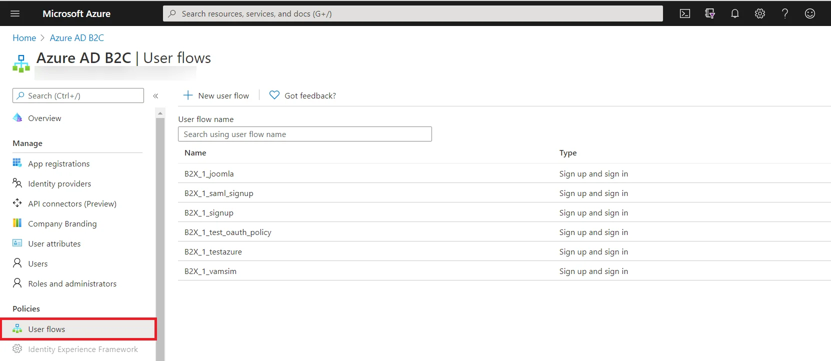 Umbraco OAuth/OIDC Single Sign-On (SSO) using AzureAD B2C as IDP (OAuth Provider) - click on user flow 
