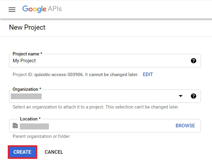 WordPress Google OAuth Login : enter project name