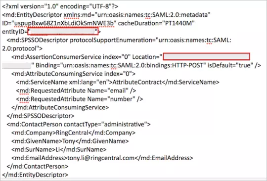 Login using Joomla into RingCentral | RingCentral SAML SSO using Joomla as Identity Provider, entityID