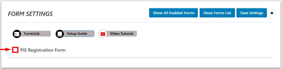 OTP Verification Pie Registration Form checkbox