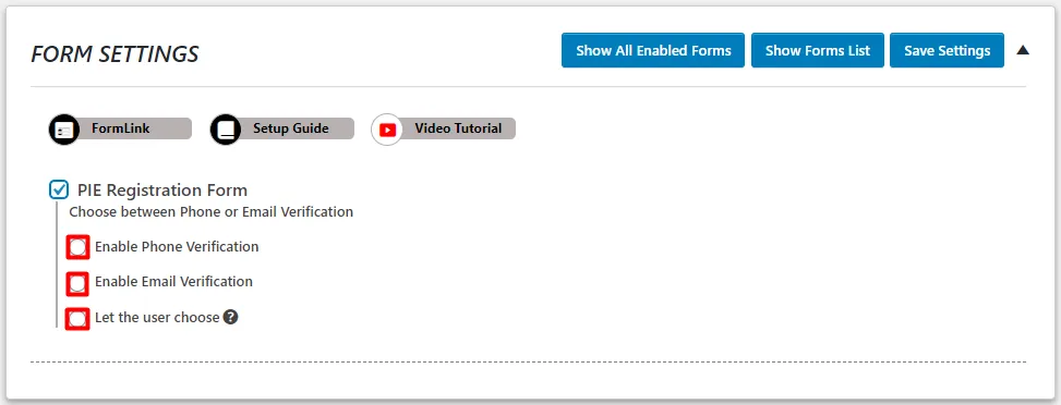 OTP Verification Pie Registration Form email phone