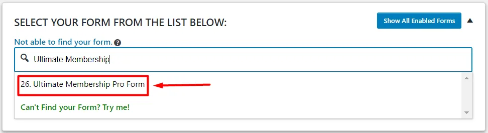 Ultimate Membership Pro Form Select Form