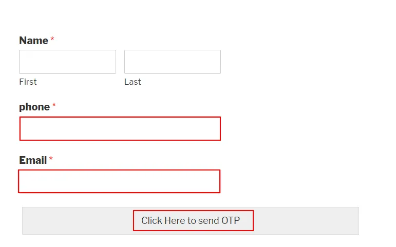 OTP Verification WP Forms Click here to Send OTP