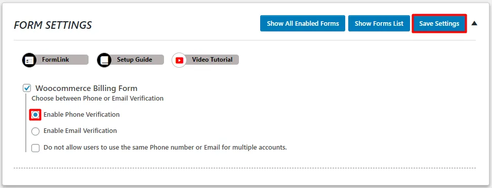 OTP Verification WooCommerce Billing Address Form email phone