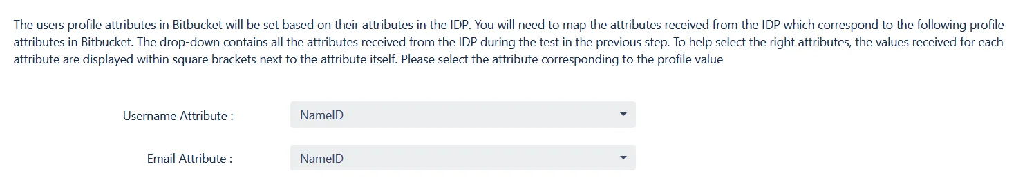 SAML Single Sign On (SSO) into BitBucket, Quick Setup login attribute