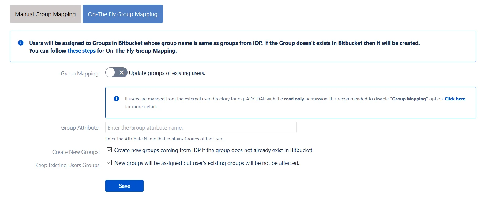 SAML Single Sign On (SSO) into BitBucket, On the fly group mapping