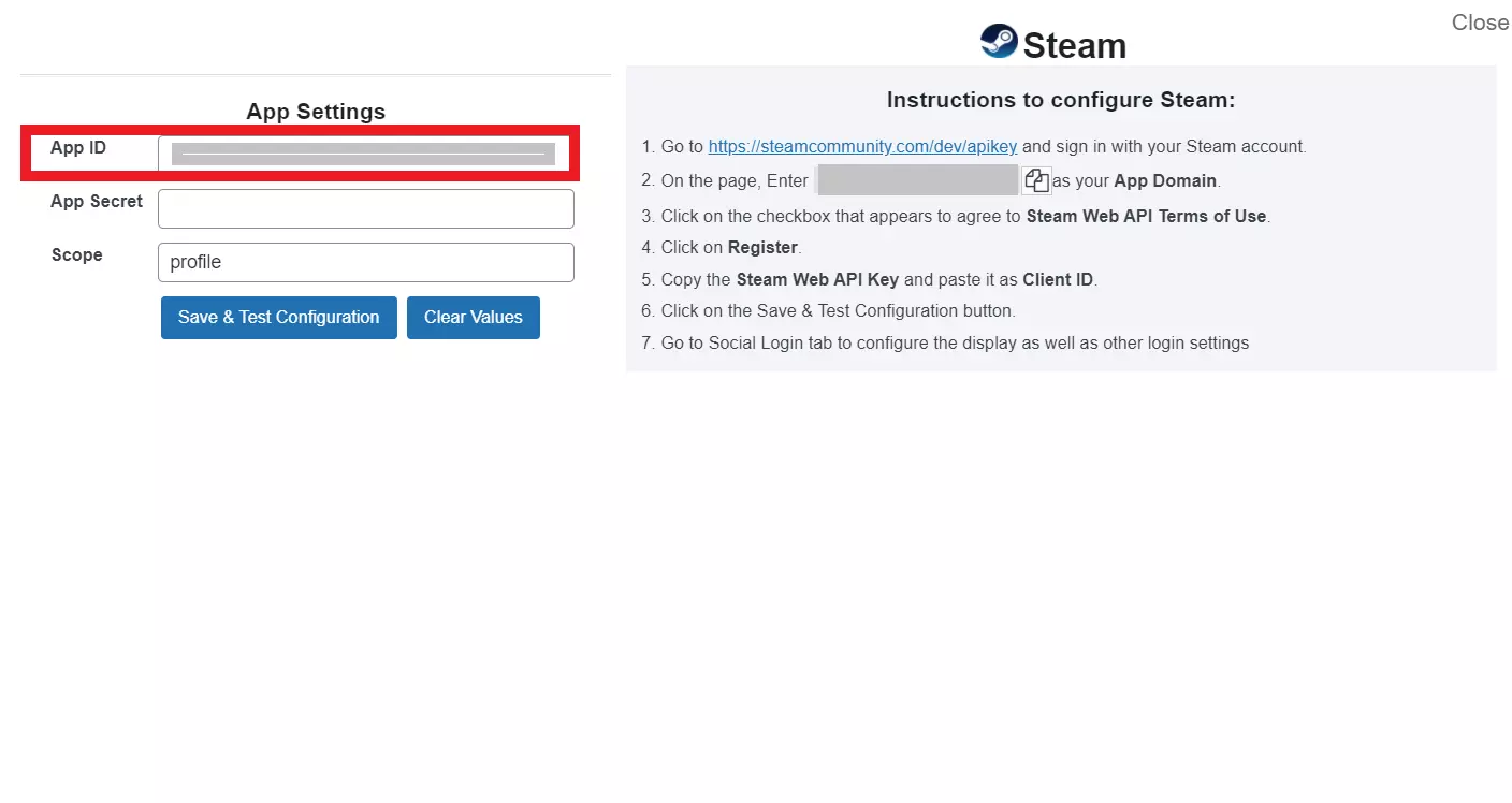 Steam web API-nyckel för steam-inloggning