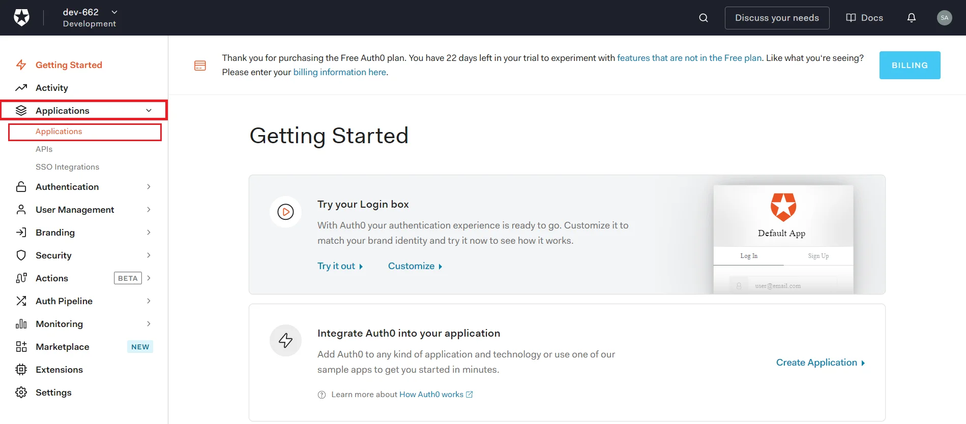 Auth0 SSO (Single Sign-on) with Joomla - Go to Applications Auth0