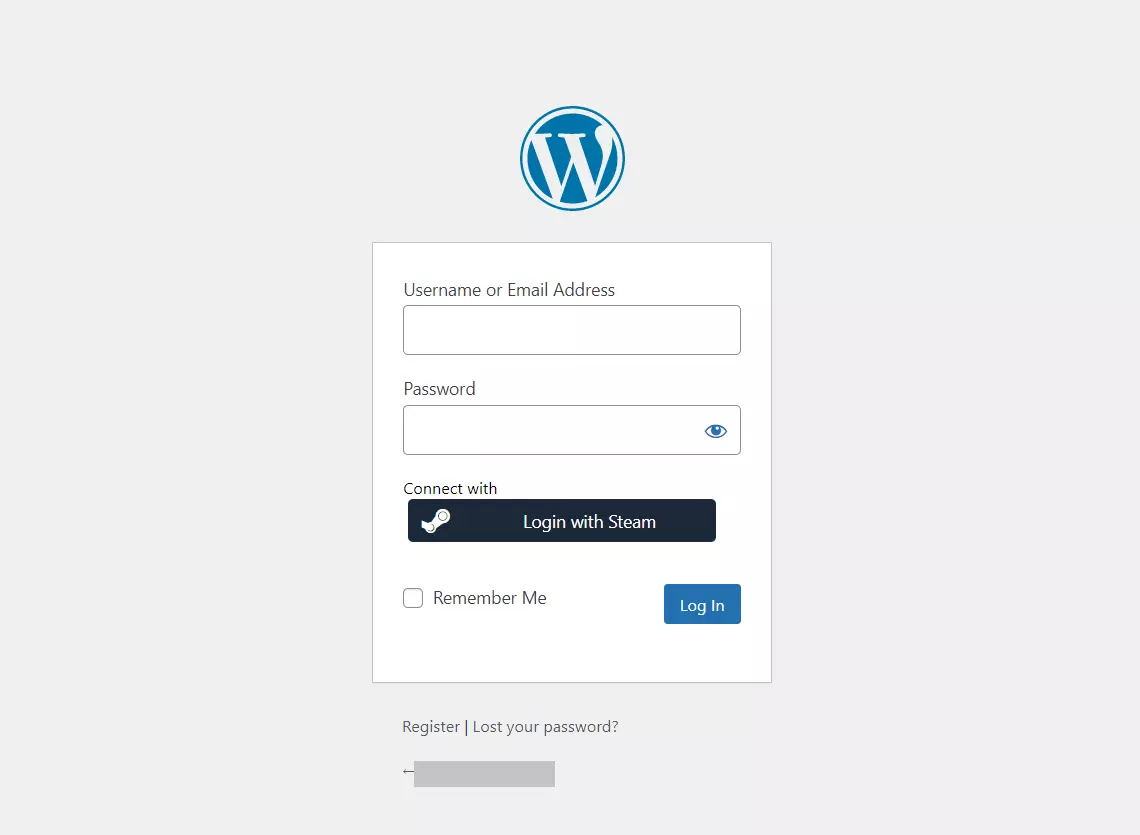 Steam WordPress website social login button display