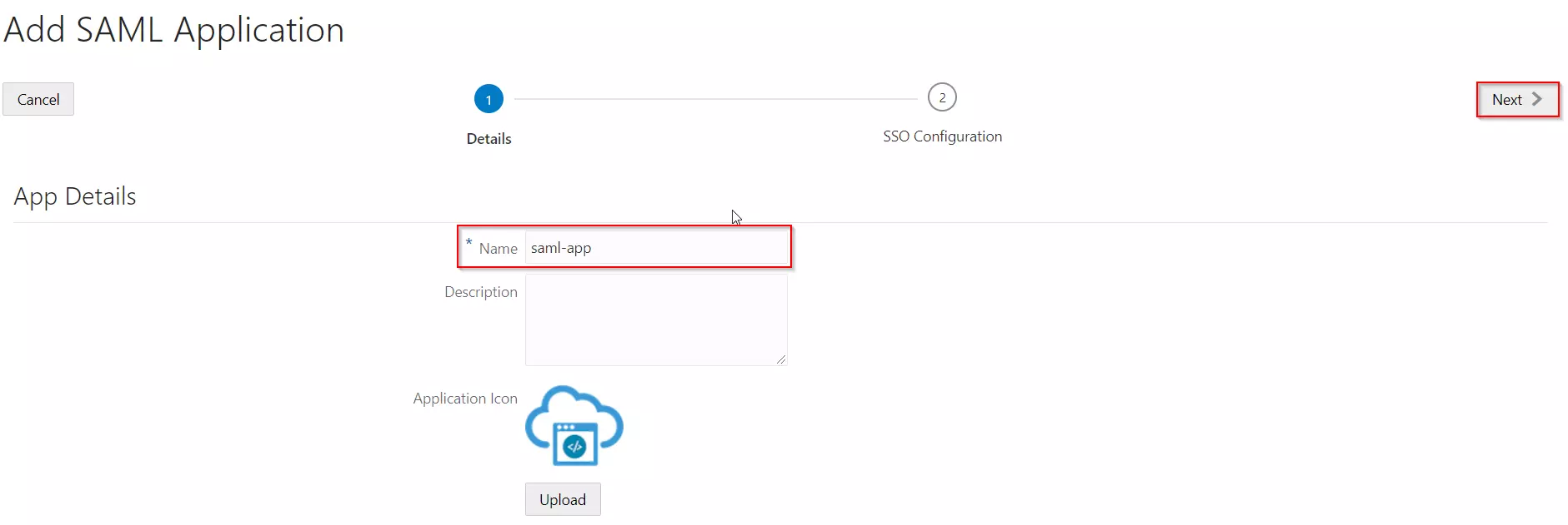 SAML Single Sign On (SSO) using Oracle Identity Cloud Service), Configure App