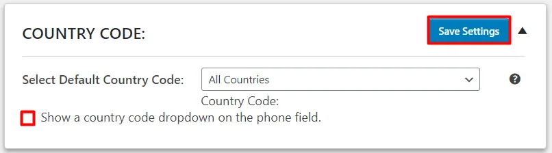OTP Verification Allow OTP to only Selected countries Select country code enable