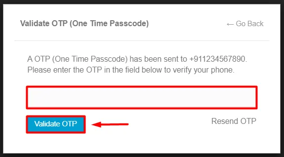 OTP Verification Allow OTP to only Selected countries Validate OTP