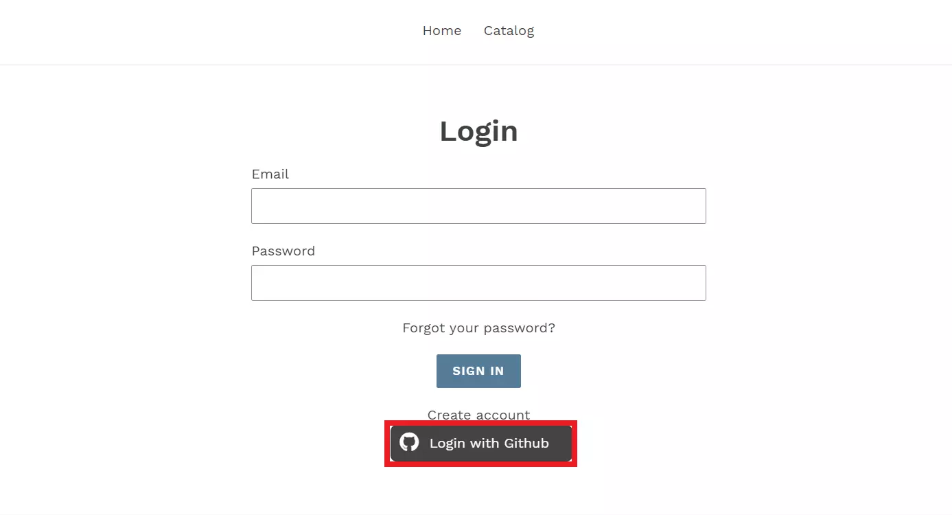 github shopify login button on shopify store to login with github