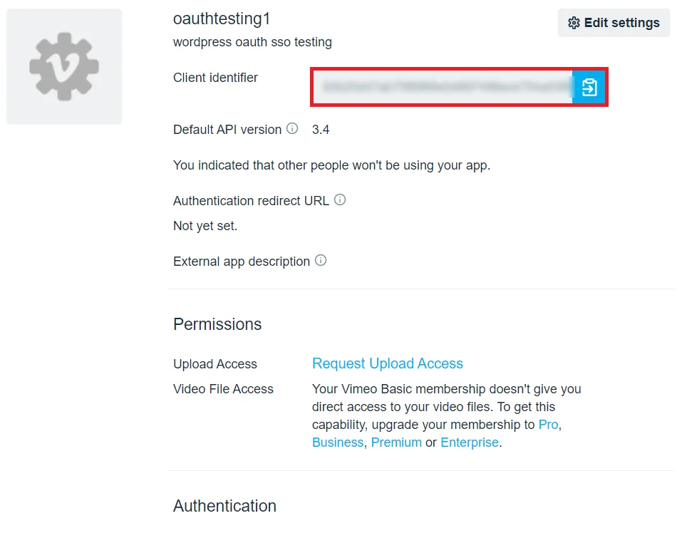 Vimeo Single Sign-On (SSO) OAuth/OpenID WordPress switch-authentication-tab