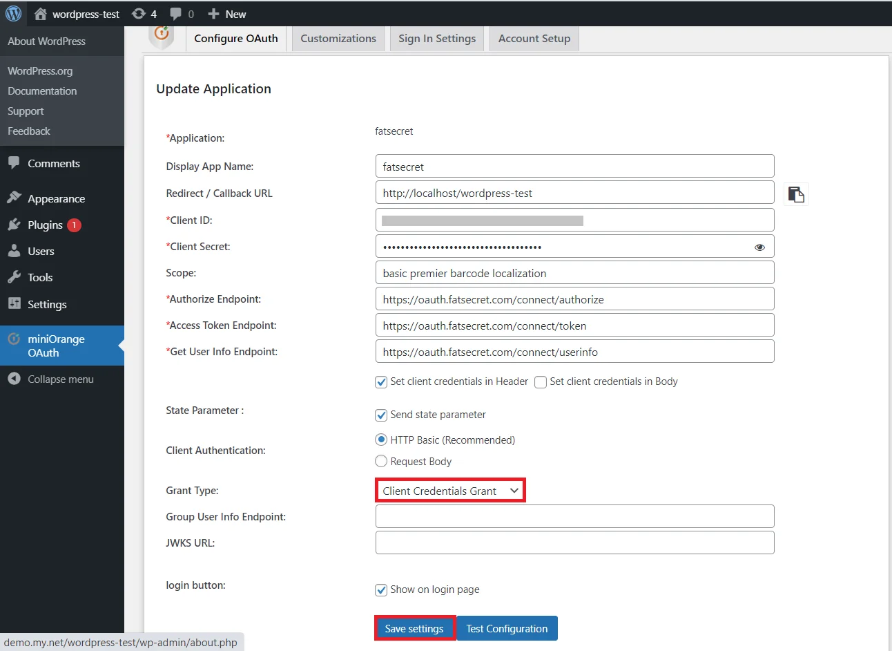 OAuth/OpenID Ping Identity Single Sign On SSO WordPress create-newclient configure-endpoints