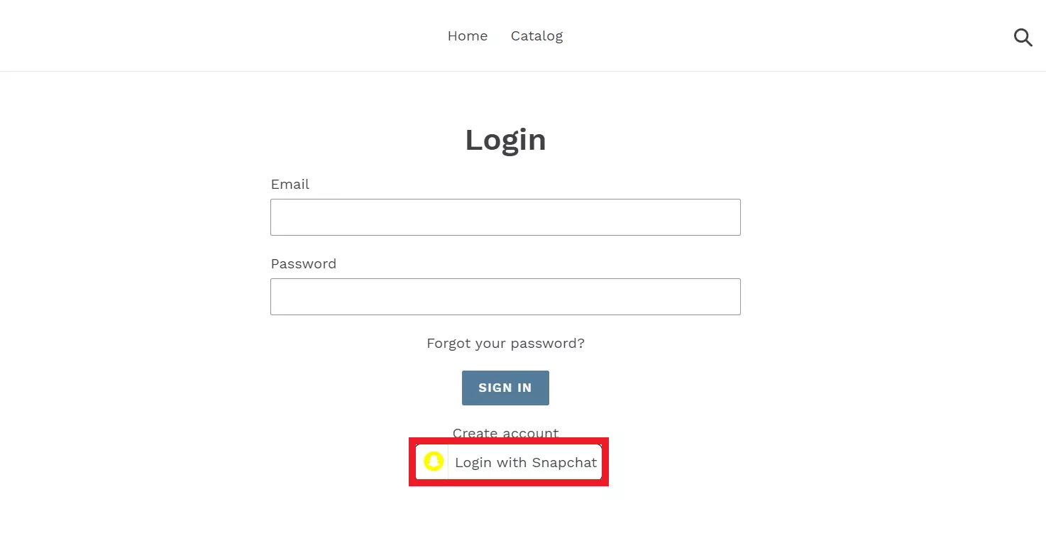 shopify snapchat login button on shopify store to login with snapchat
